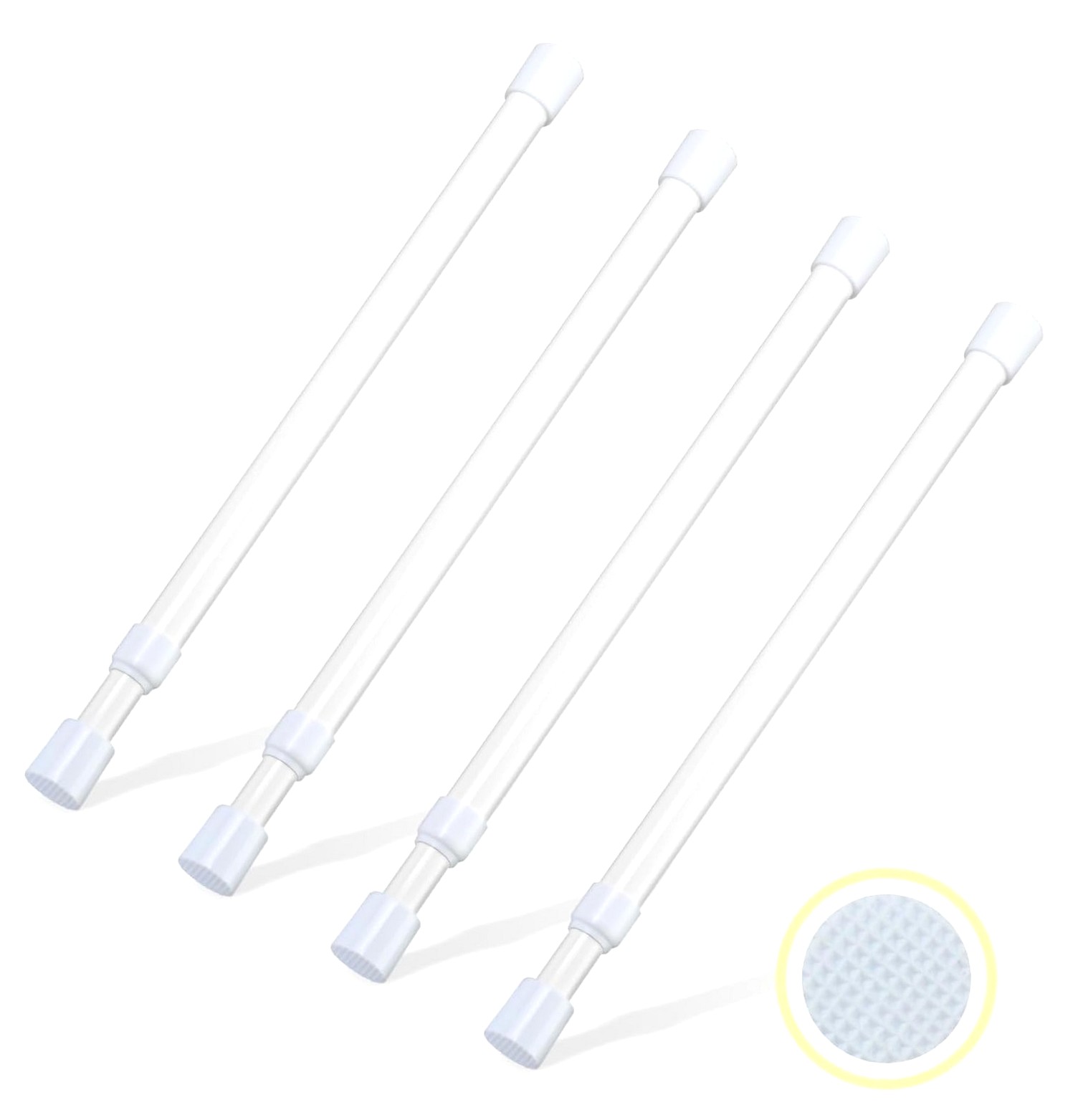 Hyjoy 4 Pcs Small Tension Rod 12-20 inch Rod, White Tension Rod Set ...