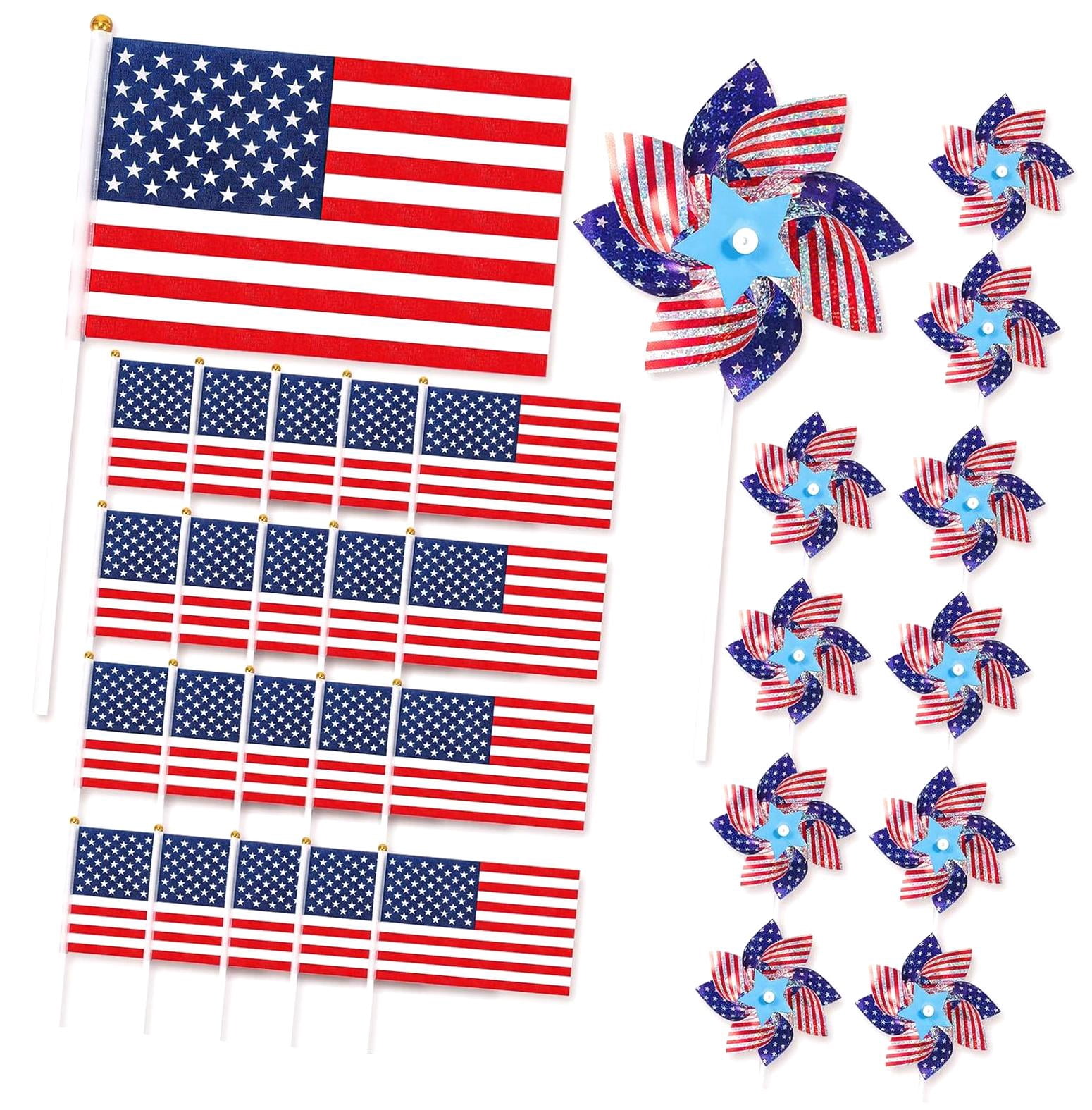 Hyjoy 4th of July USA Patriotic Decorations, 20 Small Flags On Stick
