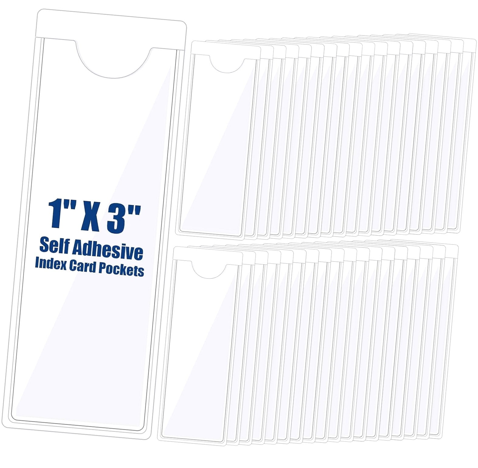 Hyjoy 50 Pack Clear Adhesive Pockets, Labels for Storage Bins, Plastic ...