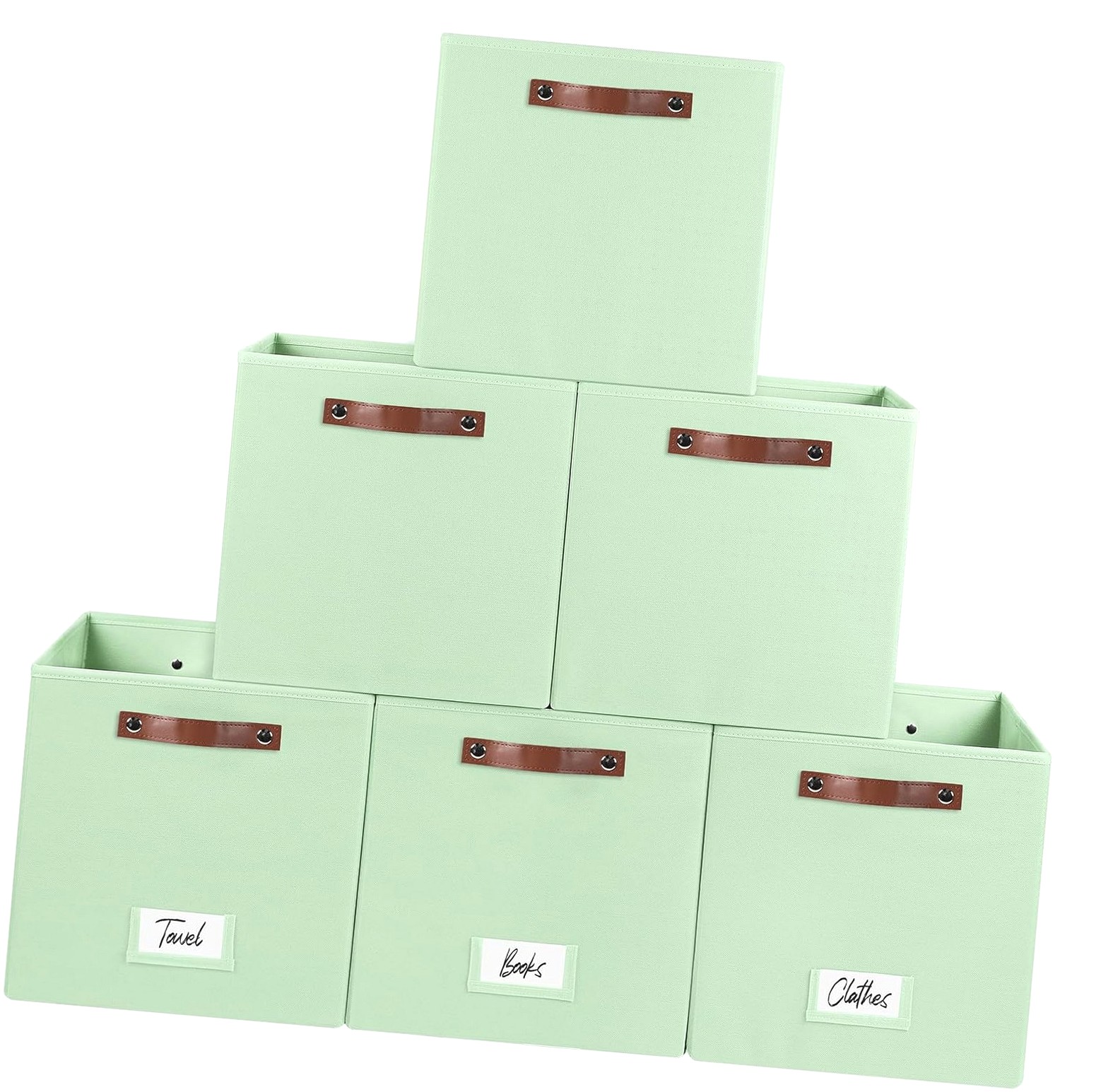 Hyjoy 6-Pack Collapsible Storage Cubes with Handles and Label Holders ...
