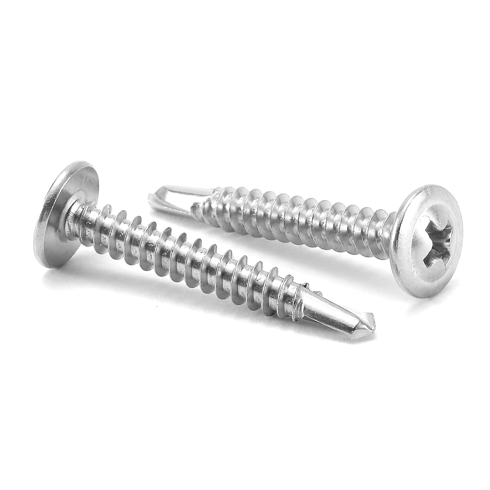 100 PCS #14 X 1-1/4" Sheet Metal Screws - 410 Stainless Steel Flat Head Self Drilling Screws, Black Oxide