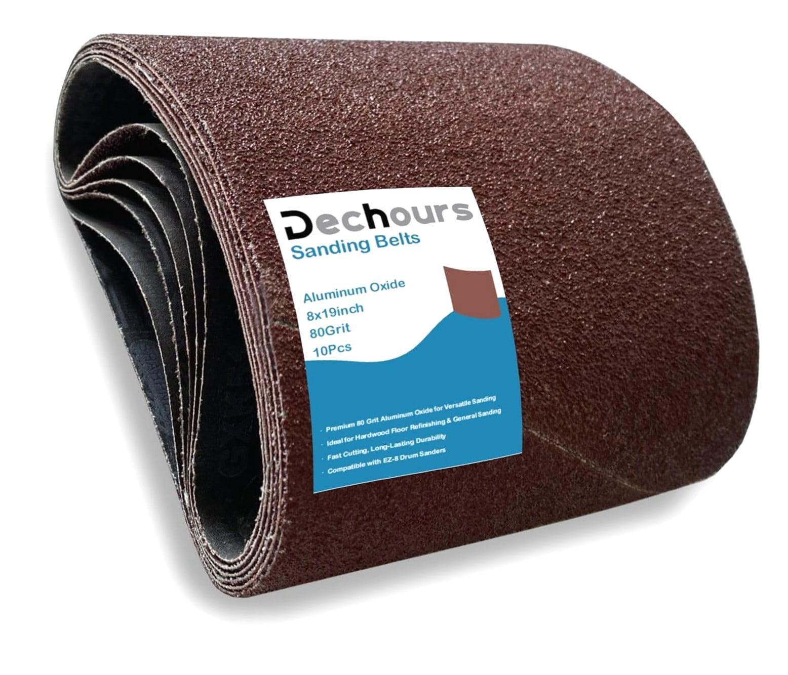 Hyjoy 8" 19" 80 Grit Sandpaper – 10 Pack Aluminum for EZ-8 Drum Floor ...