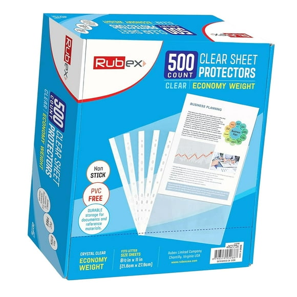 Hyjoy 8.5 x 11 Inch Clear Sheet Protectors, Reinforced 11-Hole Plastic Sleeves for 3- Binders, Top Loading 9.25 x 11.25 Inch (500 Sheets)