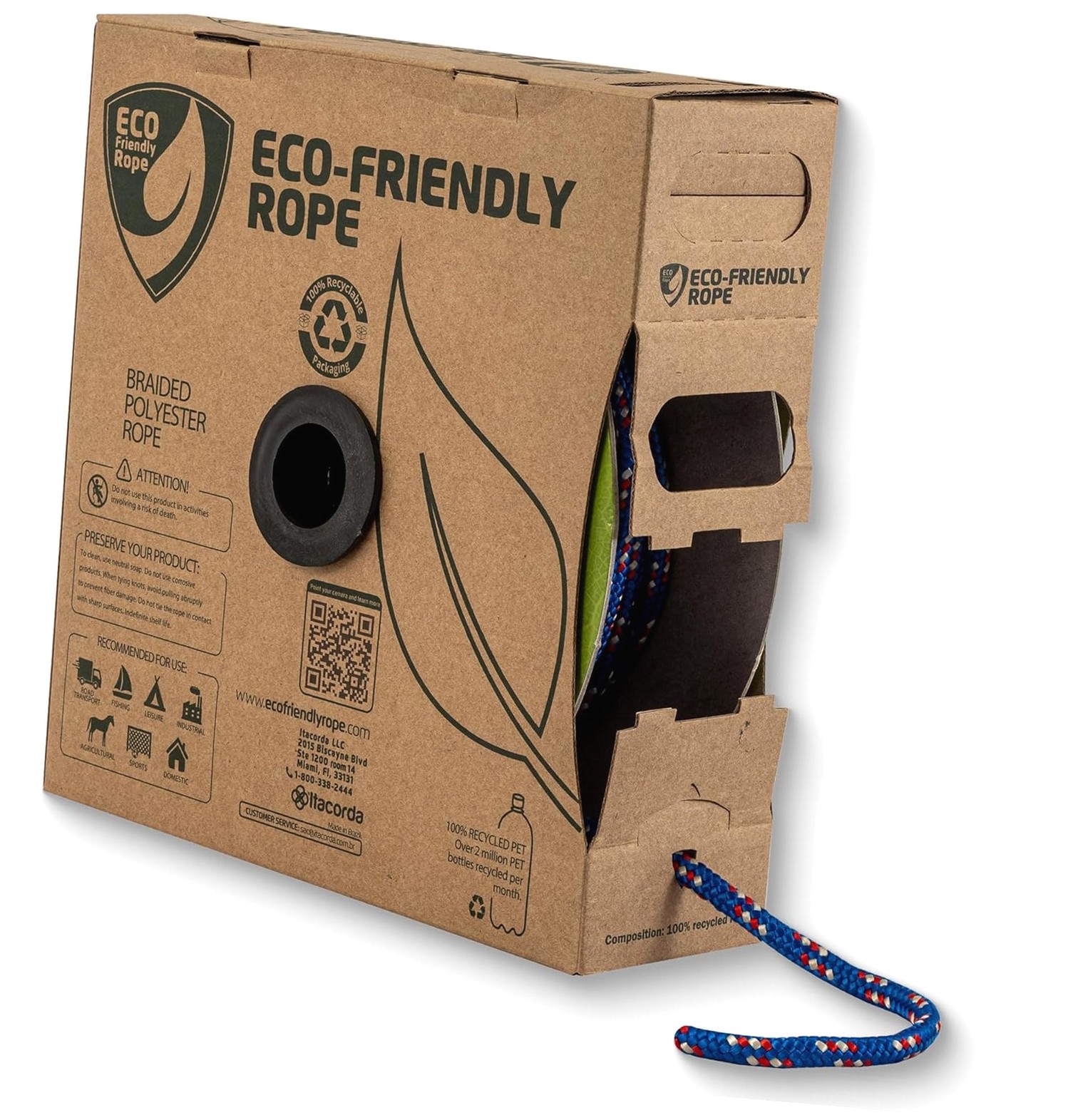Reusable Rope Reels Hyjoy Braided Rope Reel 90 Foot Blue Ø 3/8