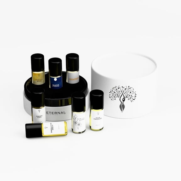 Eternal Perfume Oils Creamy Vanilla & Woods, 7-Piece Perfume Oil Discovery Set for Women & Men, 7 x 3 mL Roll-On, Alcohol-Free Long-Lasting Travel Sampler Gift
