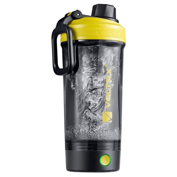 VOLTRX Gallium Electric Protein Blender Shaker Bottle USB Rechargeable Mixer Cup for Shakes BPA Free Tritan 24oz - Vivid Yellow