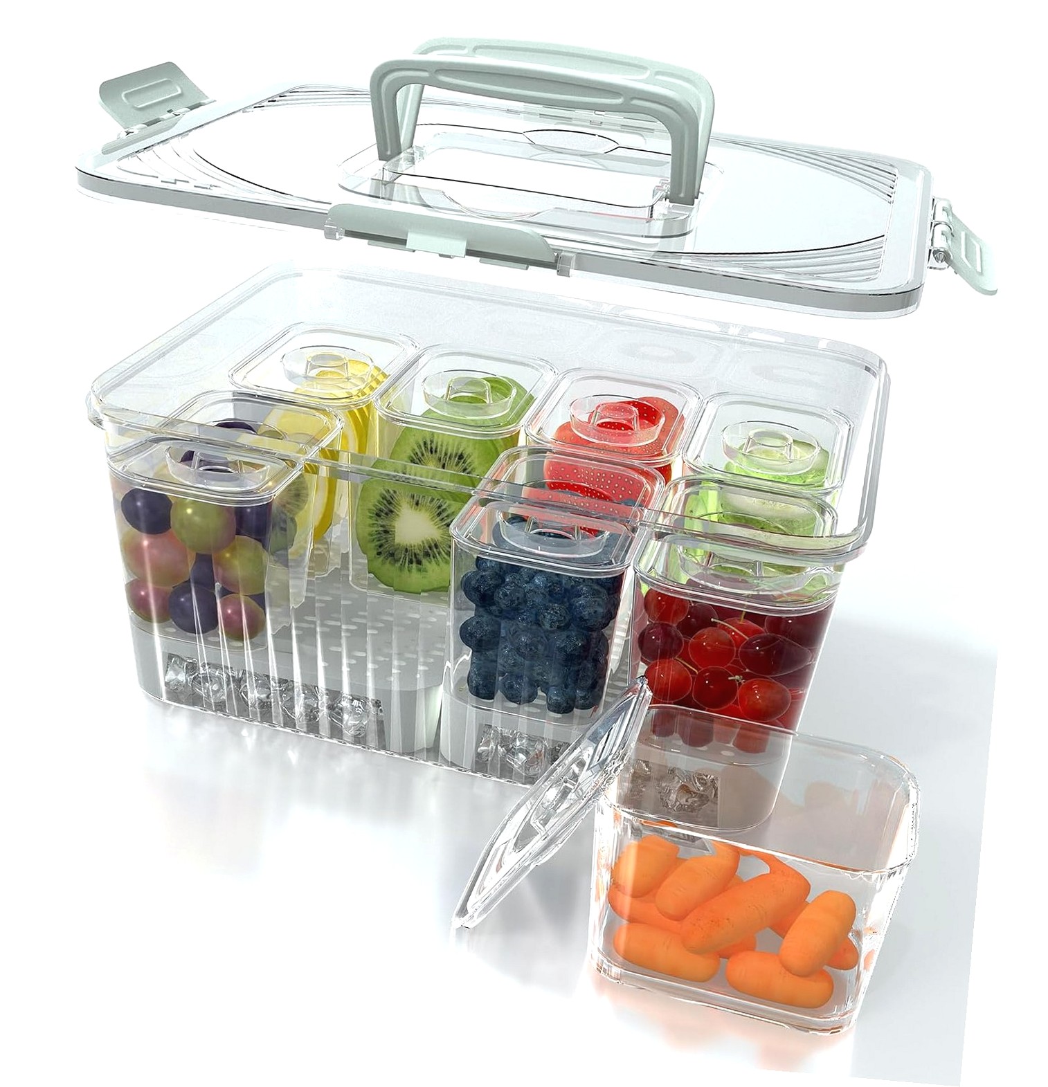 Hyjoy Chilled Condiment Caddy with 8 Removable Containers, for Fruit ...