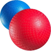 5 Inch Red & Blue Playground Dodgeballs - 2-Pack with Pump - Small Playground Balls for Kids, Teens & Adults - Indoor & Outdoor Gym Sports Balls for Dodgeball, Four Square, PE, Recess & Party Games