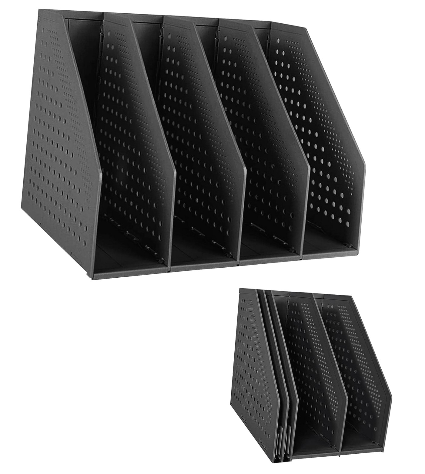 Hyjoy Collapsible Magazine Holder Plastic Desktop 4 Compartment File ...