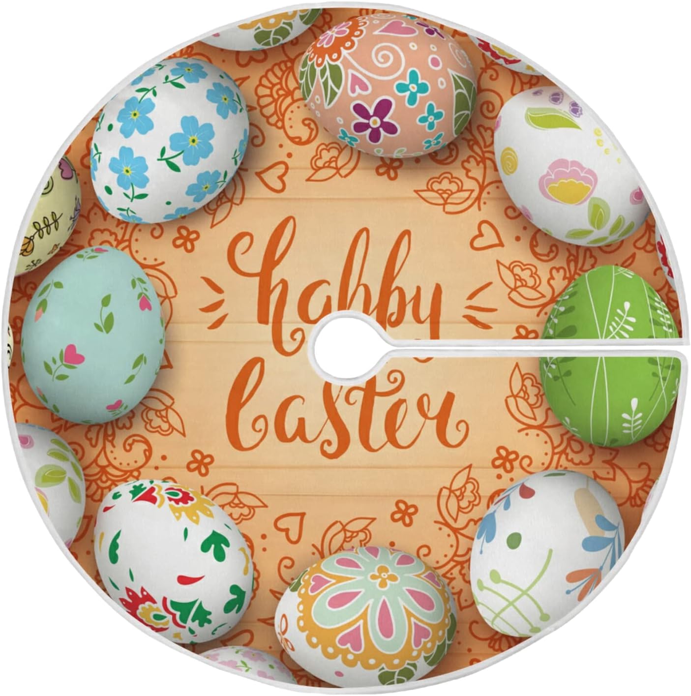 Hyjoy Colorful Easter Eggs Tree Skirts for Festive Holiday Party
