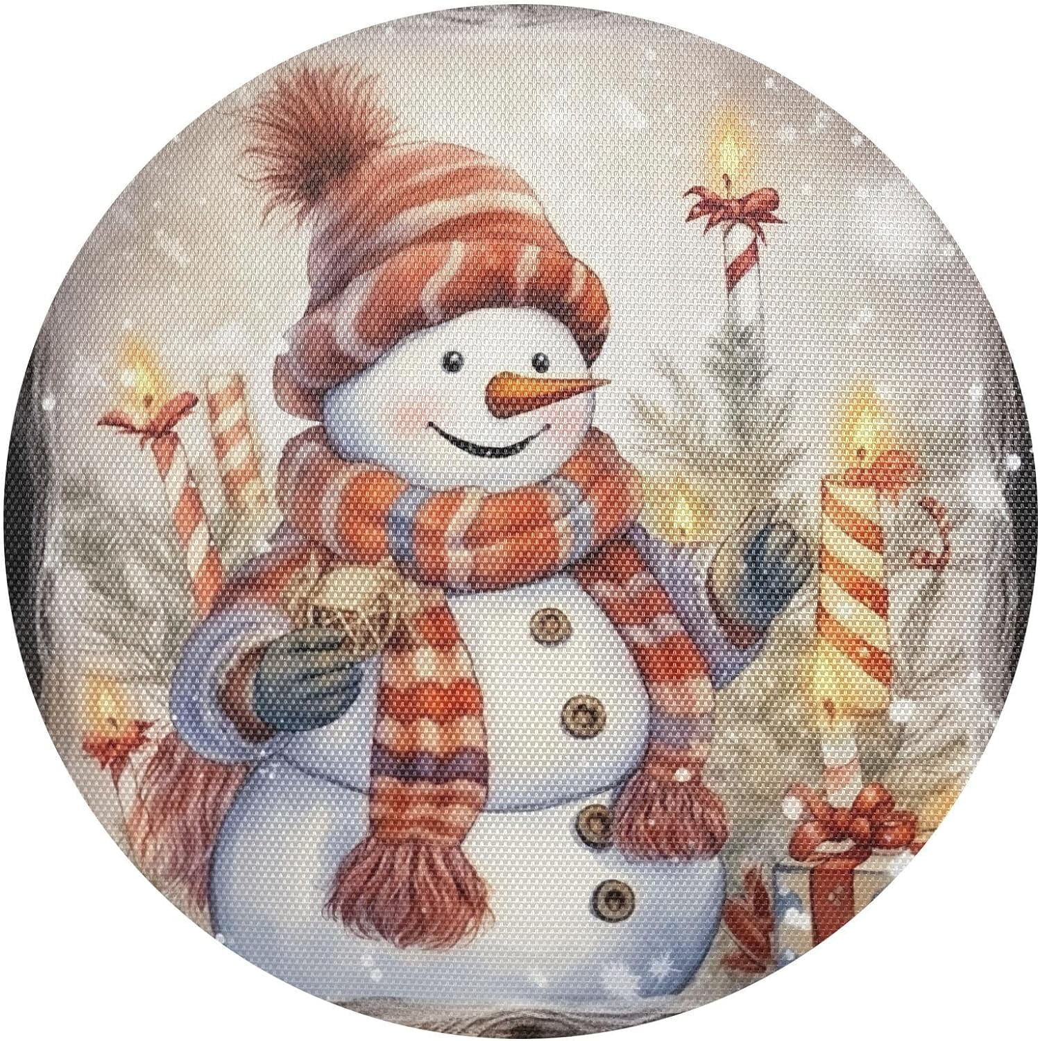 Hyjoy Cute Christmas Snowman Placemats Set of 6 Non-Slip Heat Resistant ...