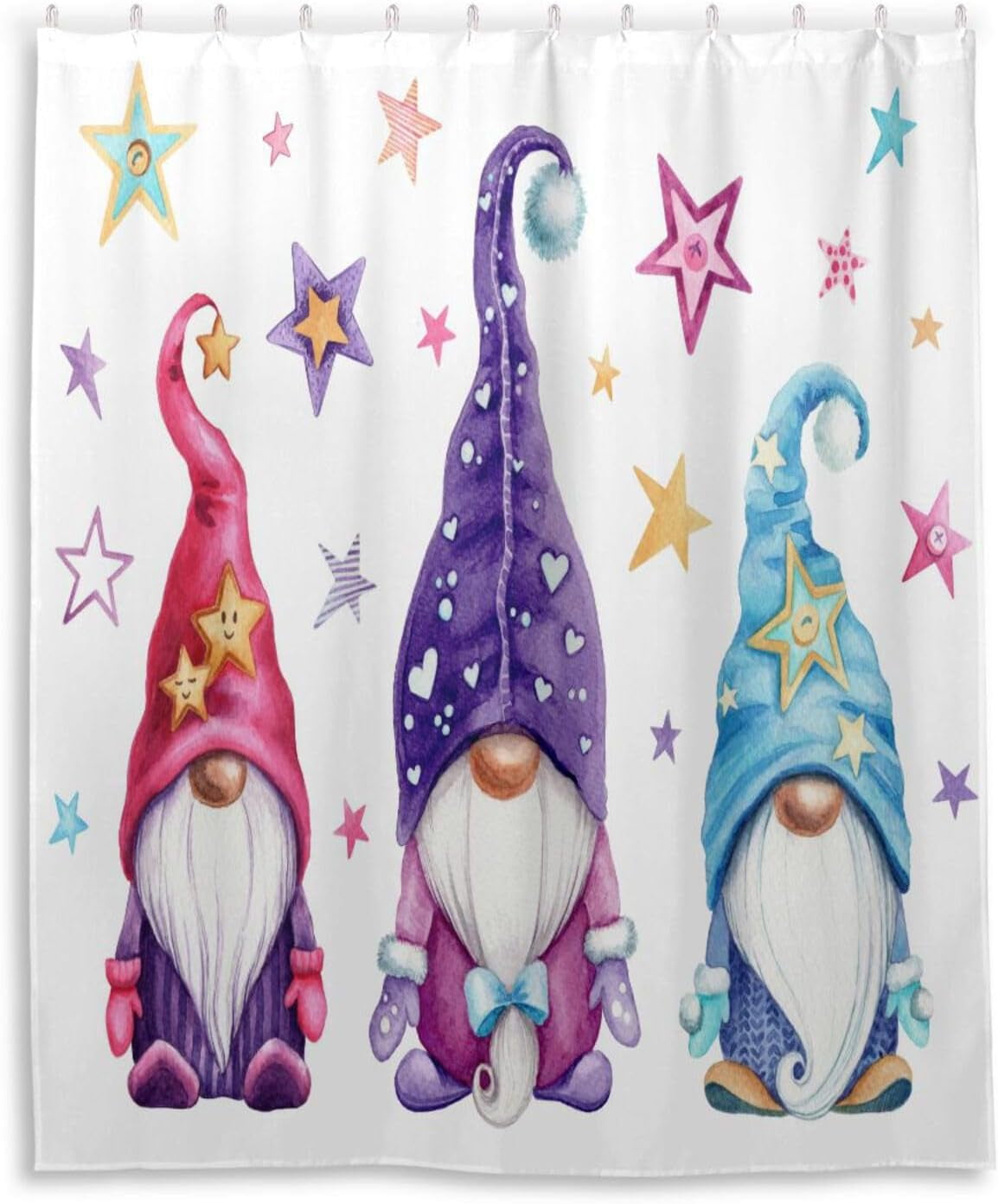 Hyjoy Cute Gnomes Shower Curtains, Waterproof Fabric Shower Curtains