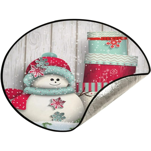 Hyjoy Cute Snowman Christmas Tree Mats Waterproof Tree Skirt,Winter