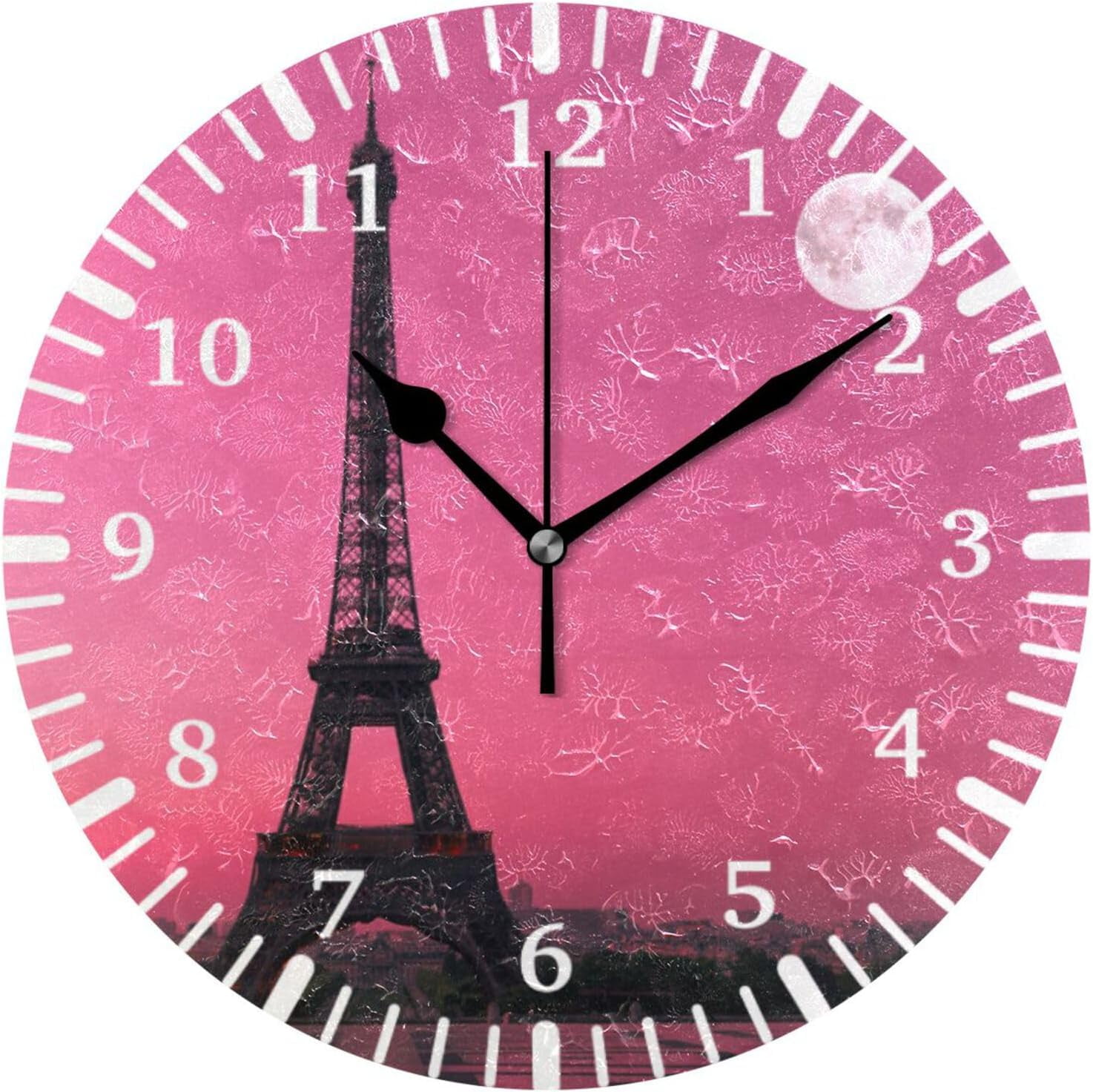 Hyjoy Eiffel Tower Wall Clock,Silent Non Ticking 10 Inch Battery