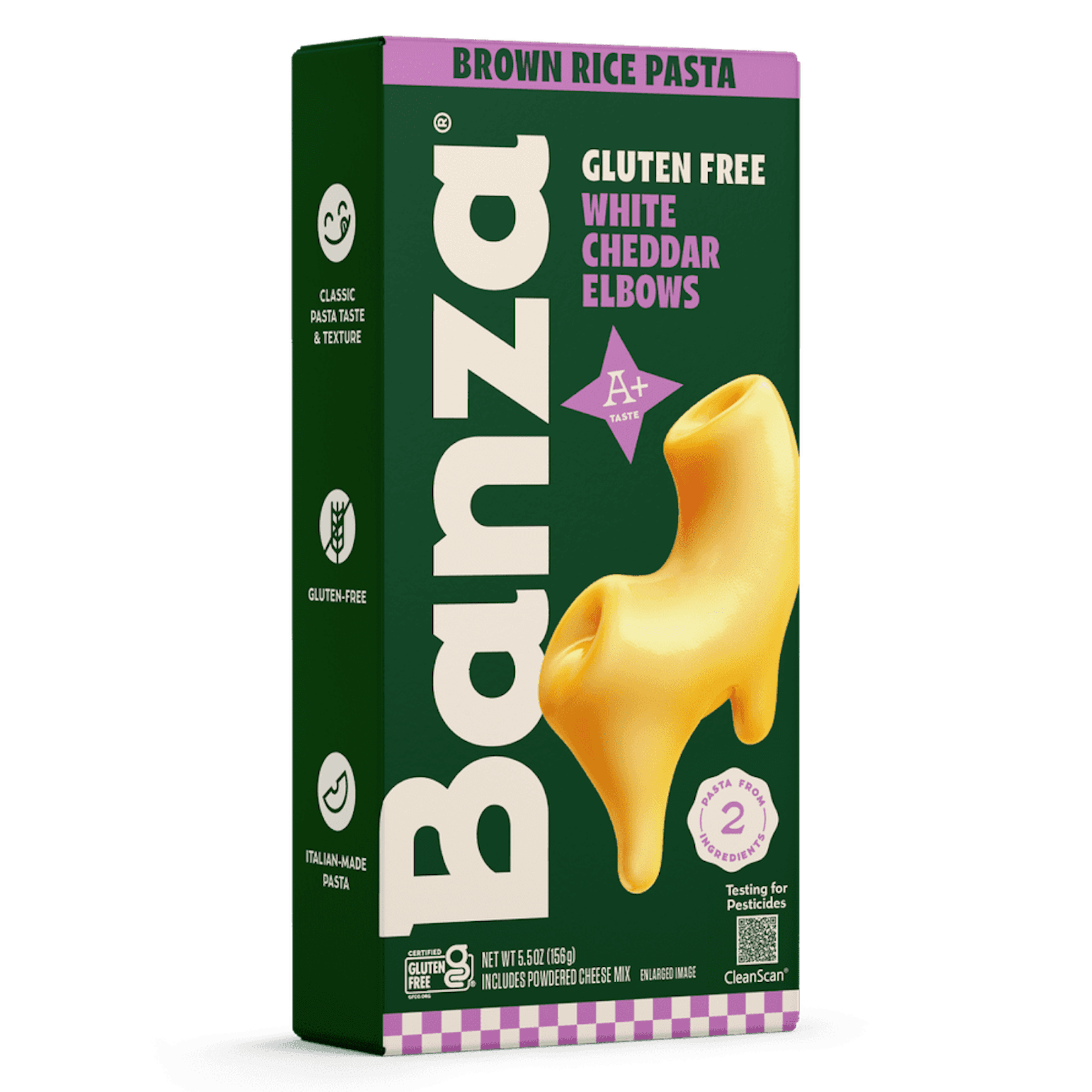 Banza Brown Rice White Cheddar Elbows Mac & Cheese, 5.5oz, Classic Cheesy Taste, Made in Italy
