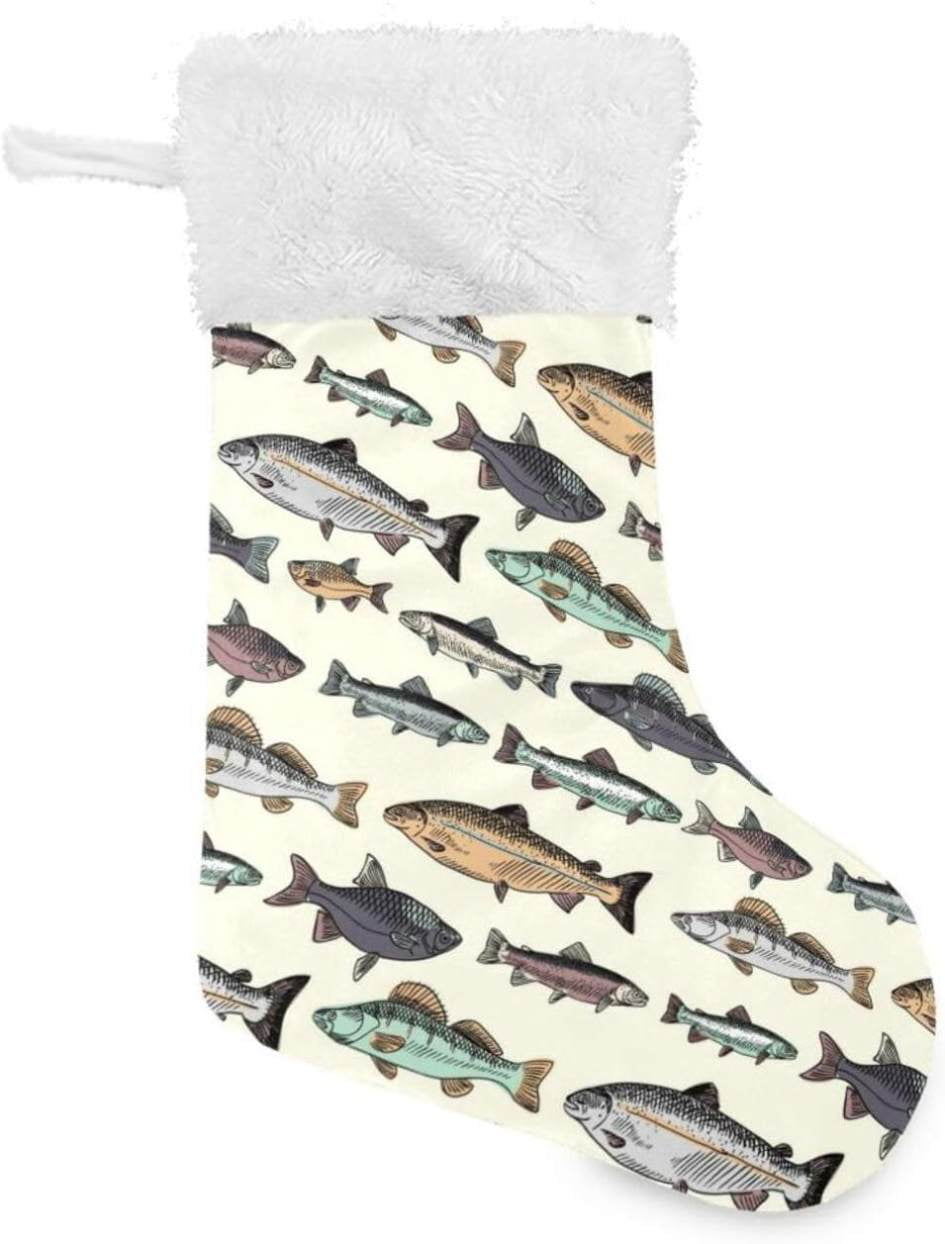 Hyjoy Fish Christmas Stockings 1PCS,Big Xmas Stockings Gift Decorations