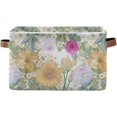 Hyjoy Flowers Pattern Foldable Canvas Storage Bin, Sturdy Fabric