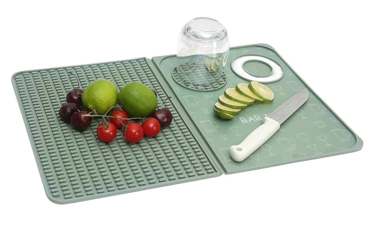 Prep Mat Hyjoy Foldable Mat 18x12 inch 3-in-1 Drying Mat with Removable Rim Tray ...