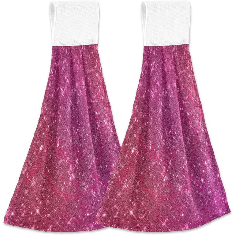 Hyjoy Hanging Hand Towels Red Pink Bling Hand Dry Towels for Kitchen Bathroom Hanging Towel Set with Hanging Loop Set of 2 Walmart