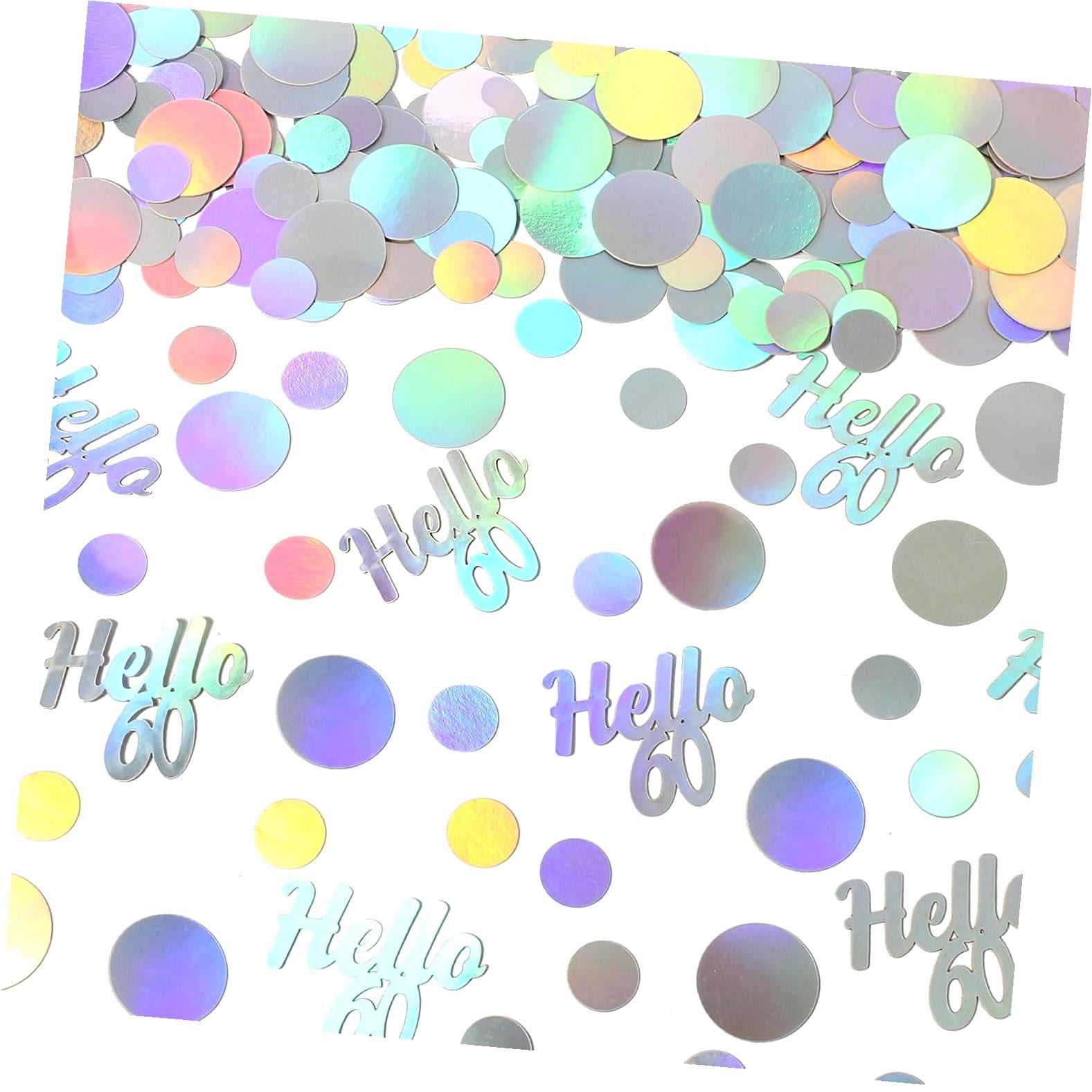Hyjoy Hello 60 Birthday Confetti for Table Iridescent 60th Birthday Party Decorations for Women Sixty Years Old Happy Birthday Tables Scatter Circle