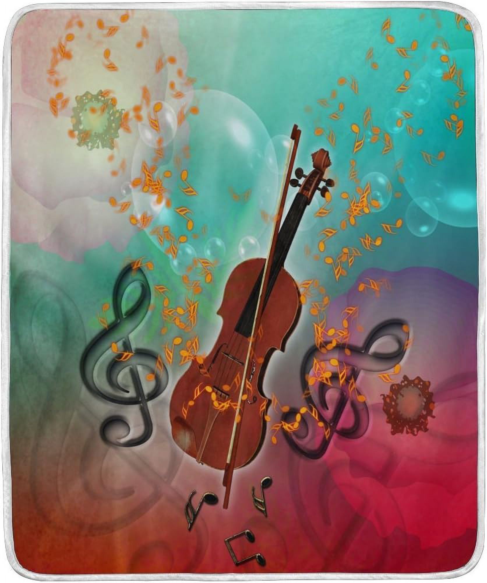 Hyjoy Home Decor Violin Music Notes Blanket Soft Warm Blankets for Bed