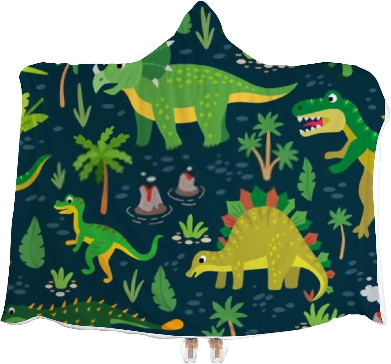 Hyjoy Hooded Blanket Dinosaurs Tropical Leaves Flower Wearable Soft