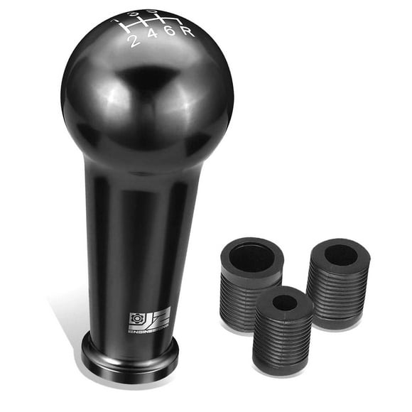 Hyjoy J2-SK-005-BK Teardrop-shaped Aluminum 6-Gear Manual Transmission Shift Knob with Thread Converters for M8, M10, M12,