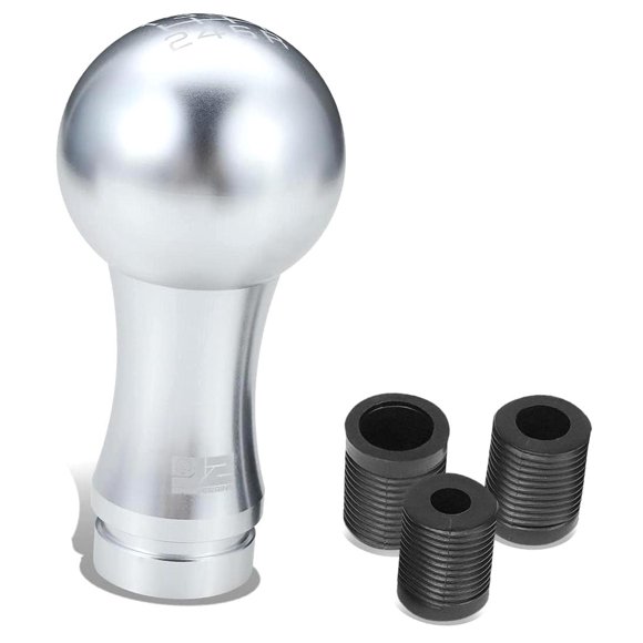 Hyjoy J2-SK-010-SL 2-Piece Teardrop Style Aluminum 6-Speed Manual Transmission Shift Knob with Thread Adapters Fits M8 M10 M12,Silver