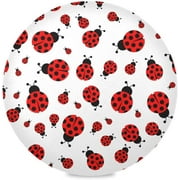 Hyjoy Ladybug Round Placemats Set of 6,Non-Slip Heat Resistant Washable Table Mats for Kitchen Dining Table Decoration,15.4 Inch