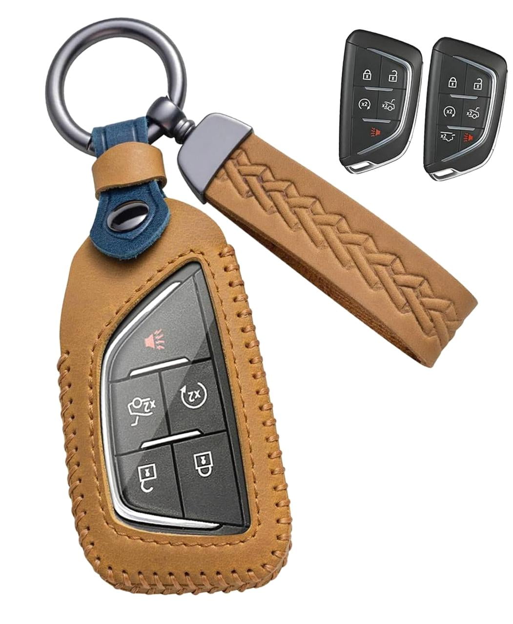 Hyjoy Leather Car Key Fob Cover Keychain Smart Key Holder for 2020-2024 ...