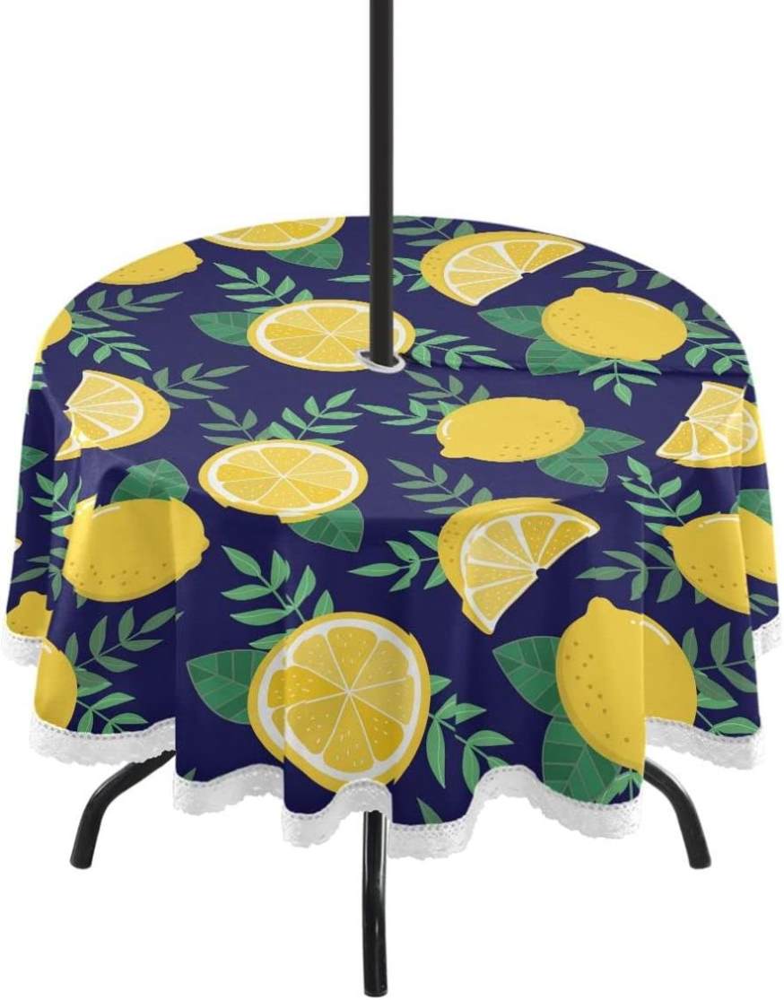 Hyjoy Lemon Outdoor Tablecloth with Umbrella Hole and Zipper Waterproof