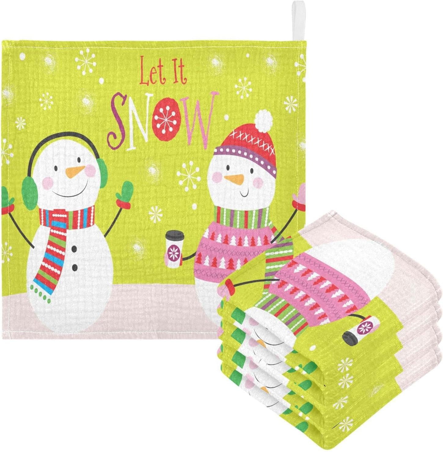 Hyjoy Let It Snow Baby Muslin Washcloths Face Towel, Christmas Cute