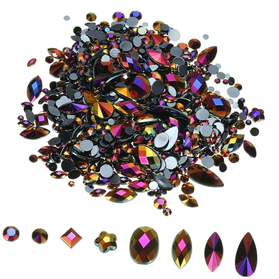 Hyjoy Mixed 1000Pcs AB Rhinestones, Rhinestones Flatback Acrylic ...