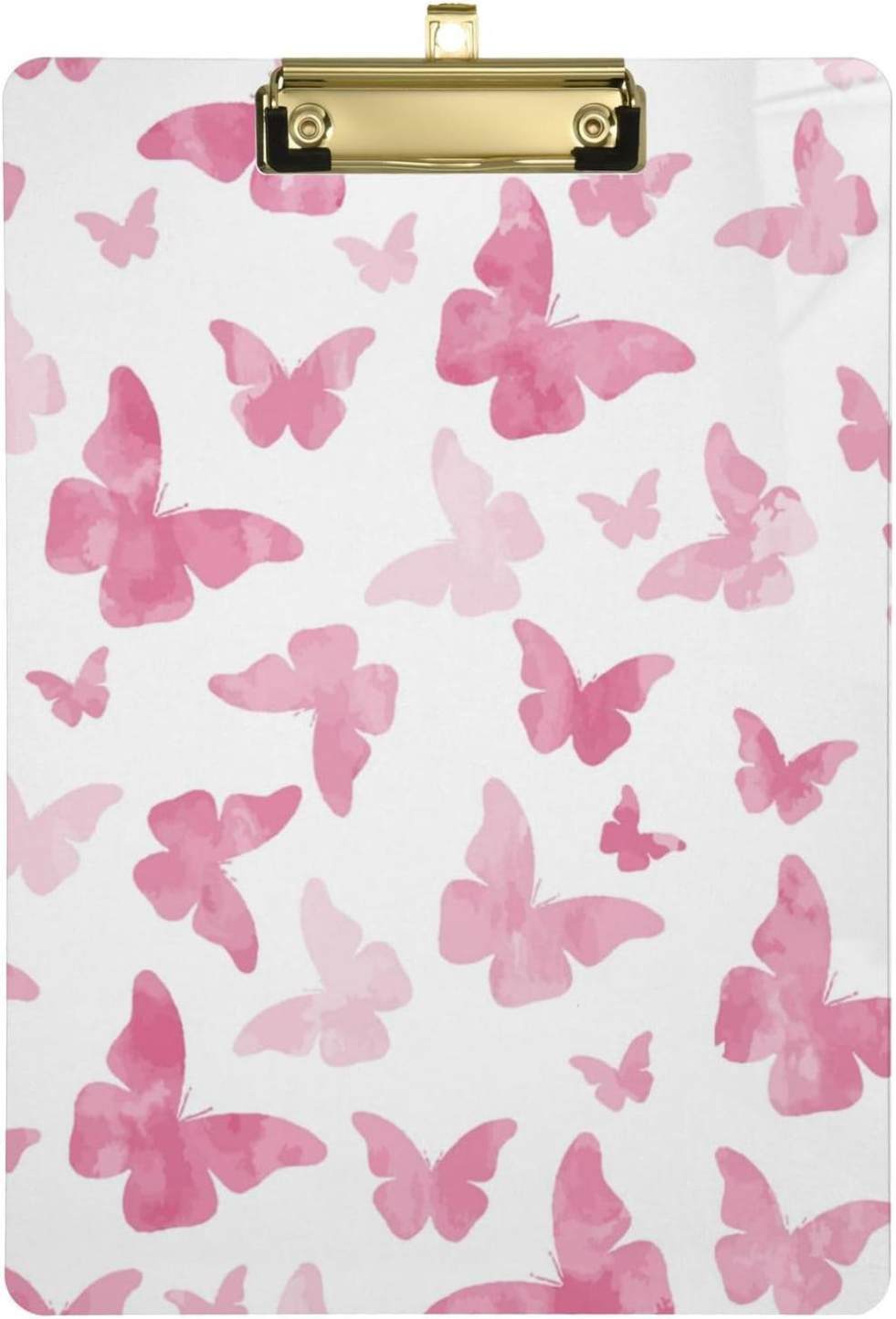 Hyjoy Pink Butterfly Clipboard, Acrylic Standard A4 Letter Size Clip