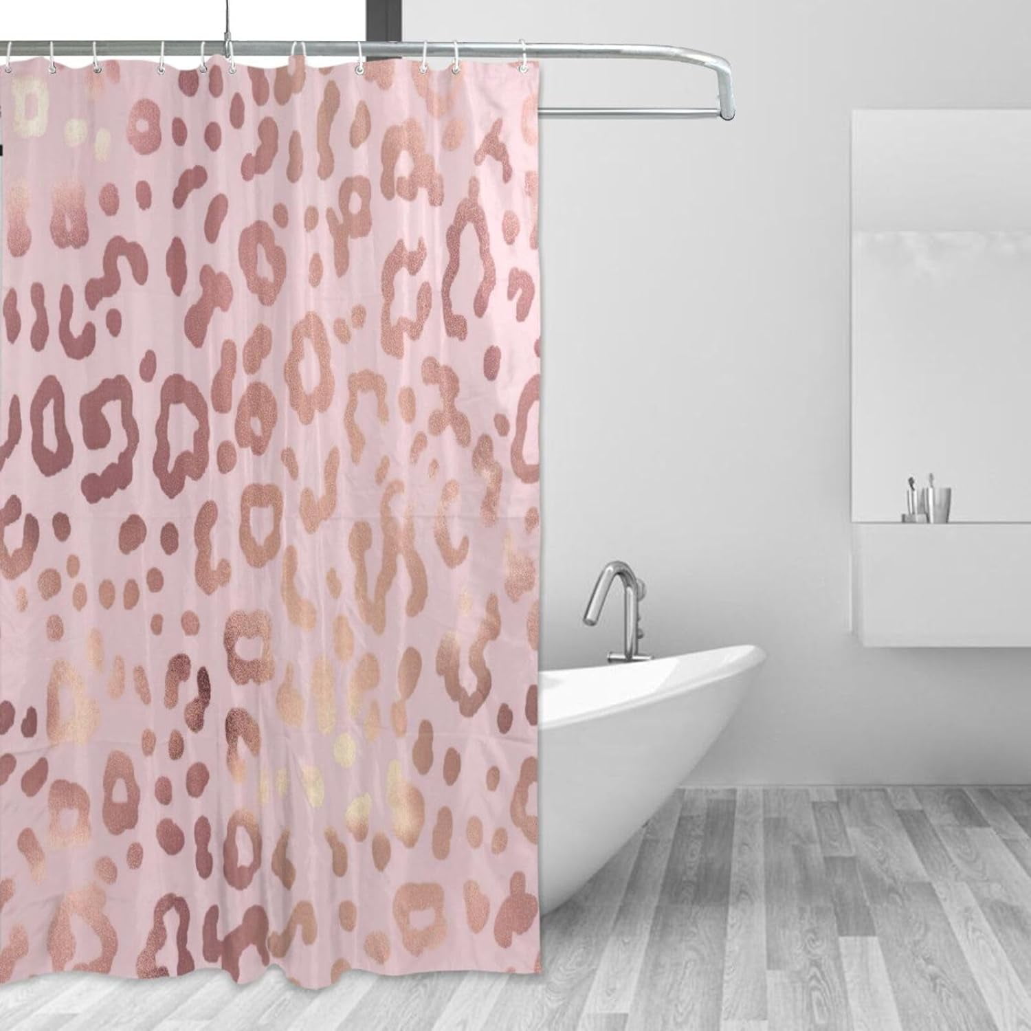 Hyjoy Pink Leopard Shower Curtain Waterproof Washable Shower Bath