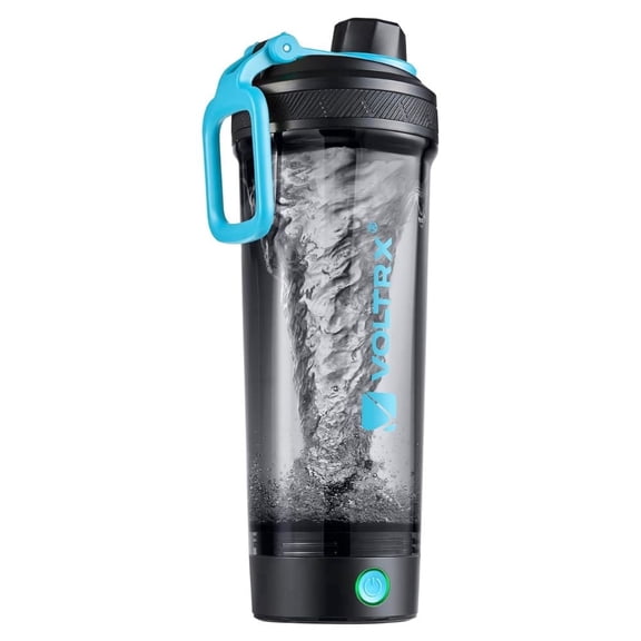 VOLTRX Gallium Electric Protein Blender Shaker Bottle USB Rechargeable Mixer Cup for Shakes BPA Free Tritan 27oz - Blue