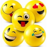 KiddieLoot 8.5" Happy Face Bouncing Balls Pack of 5 - Playground Balls for Kids