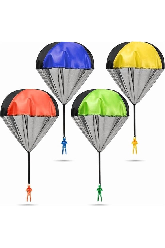 Parachute Army Toys for Kids, 4-Pack Tangle-Free Throwing Parachute Figures, Outdoor Flying Toys, Party Favors for Boys & Girls Ages 3+