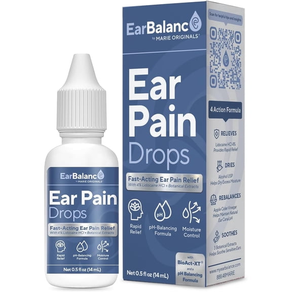 EarBalance Ear Pain Drops for Swimmer's Ear, 1 fl oz, Helps Remove Trapped Water, Dries Excess Ear Moisture, Supports Dry Ear Canal After Swimming and Bathing