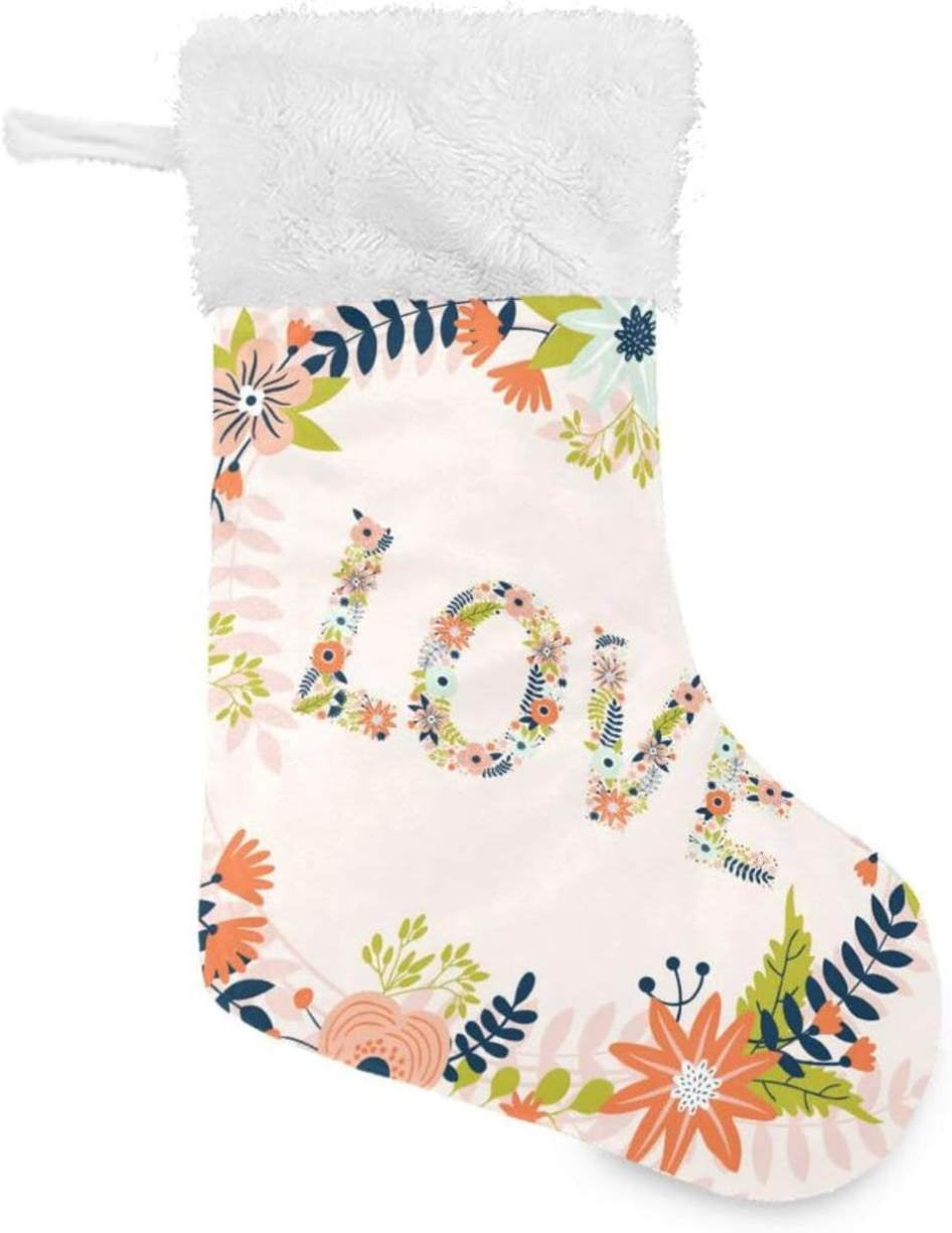 Hyjoy Spring Floral Love Print Christmas Stockings Personalized Large ...