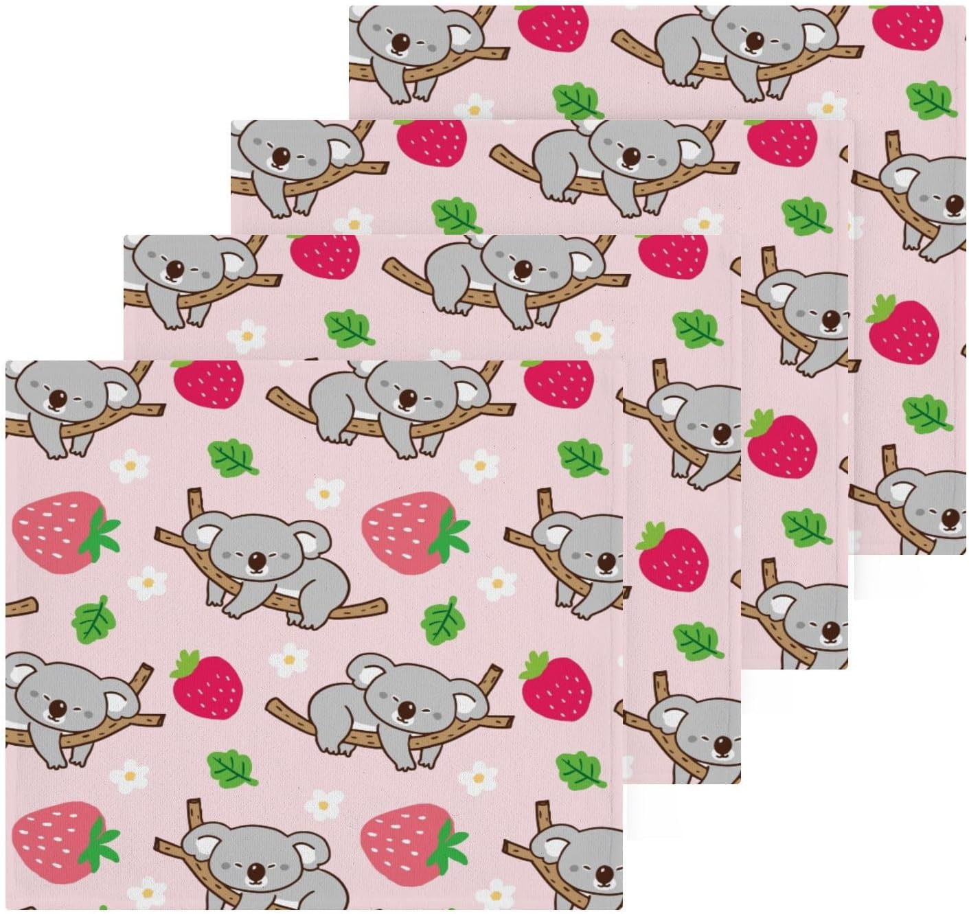 Hyjoy Strawberry Koala Washcloths Towels, Highly Absorbent and Soft