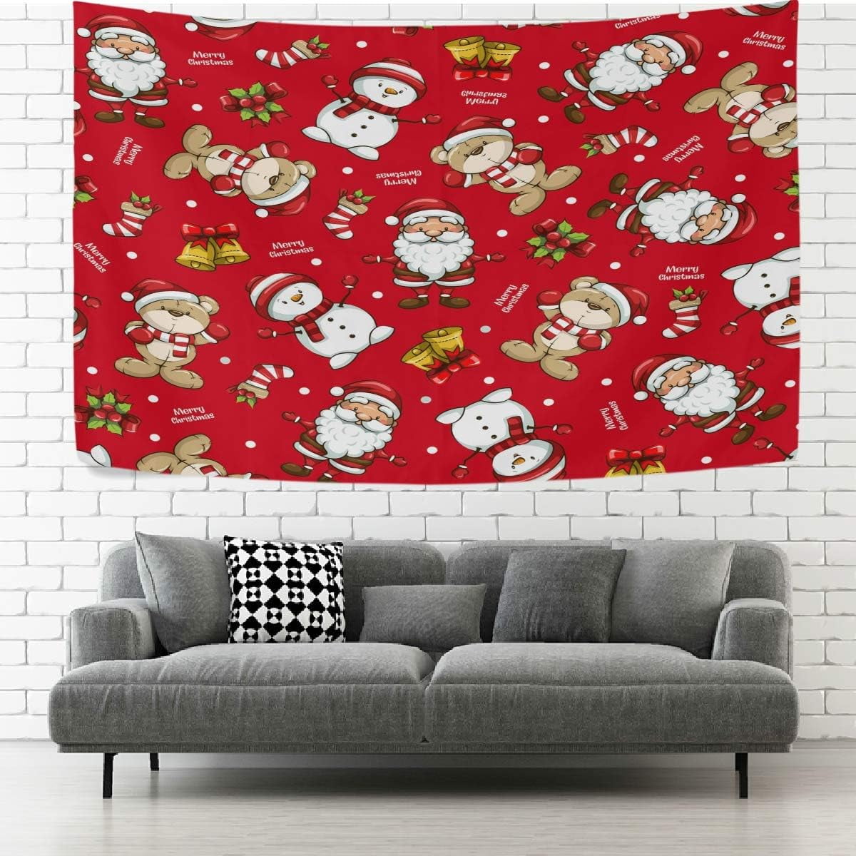 Hyjoy Tapestry Christmas Santa Cute Bear Bell Tapestry Wall Hanging ...