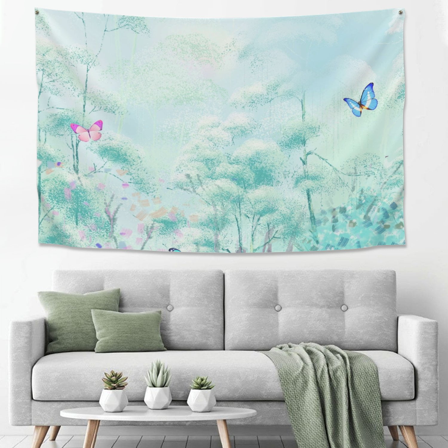 Hyjoy Tapestry Flowers Tapestry Wall Hanging Nature Floral Butterfly
