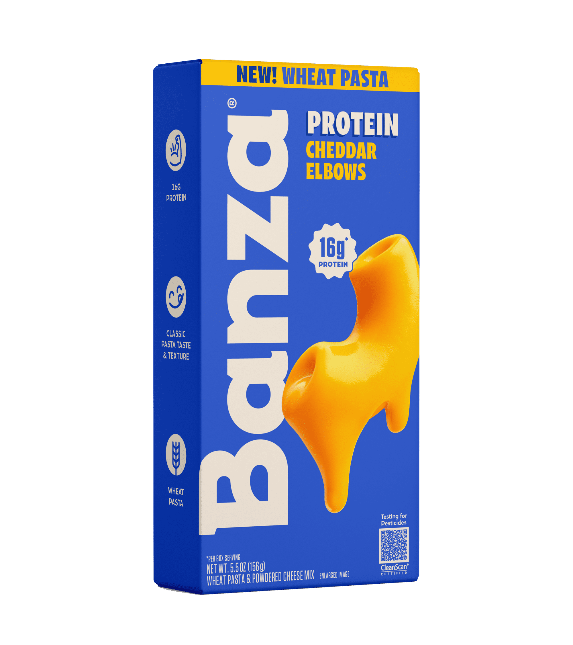 Banza Wheat Protein Cheddar Elbows Mac & Cheese – 16g Protein per Serving, No-Compromises Taste & Texture, Creamy & Cheesy, Powered by Chickpeas, 5.5oz