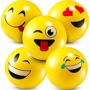 5-Inch Happy Face Bouncing Balls for Kids & Toddlers (Pack of 5) - Playground Balls w/ 5 Fun Designs - Lightweight Play Bouncy Ball Gifts for Boys & Girls