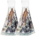 Hyjoy Tiger Hanging Tie Towels Set of 2, Soft Absorbent Kitchen Hand