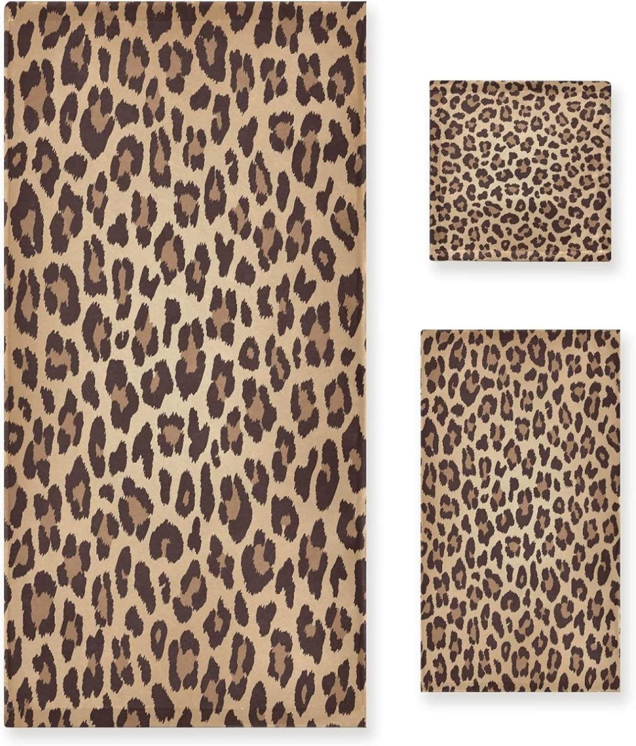 Hyjoy Towel Set Fashion Colorful Leopard Animal Print Bathroom Towels
