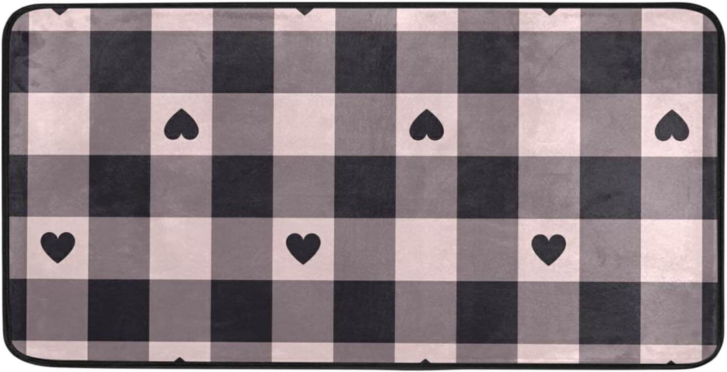Hyjoy Valentine's Day Love Heart Kitchen Rug NonSlip Bath Rug Doormats