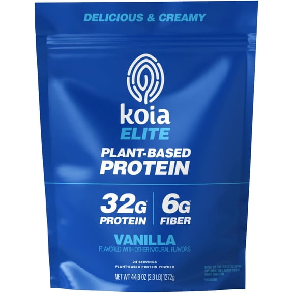 Koia Plant Based Protein Elite Powder, Vanilla, 32g Protein, 4g Sugar, 6g Prebiotic Fiber, Pre & Post Workout for Men & Women, 21 Vitamins & Minerals, Dairy-Free, 24 Servings, 44.8 Oz