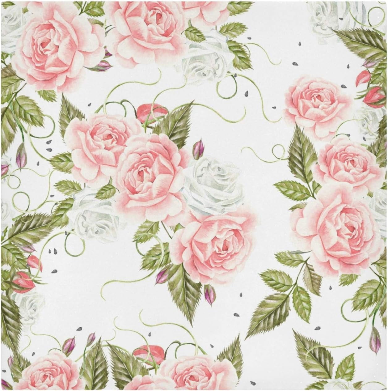 Hyjoy Watercolor Pink Rose Flower Floral Polyester Cloth Dinner Napkins ...